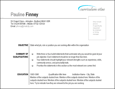 curriculum vitae. CV in Sales